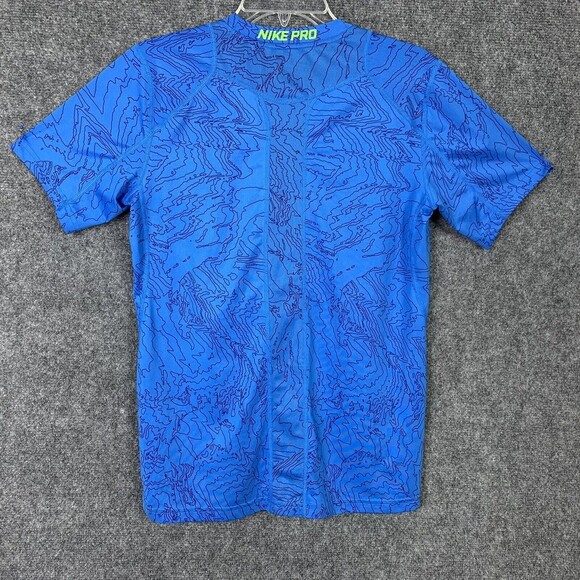 Nike Pro Dri Fit Women XL Fitted Short Sleeve Blue With Front Swoosh - Picture 7 of 9